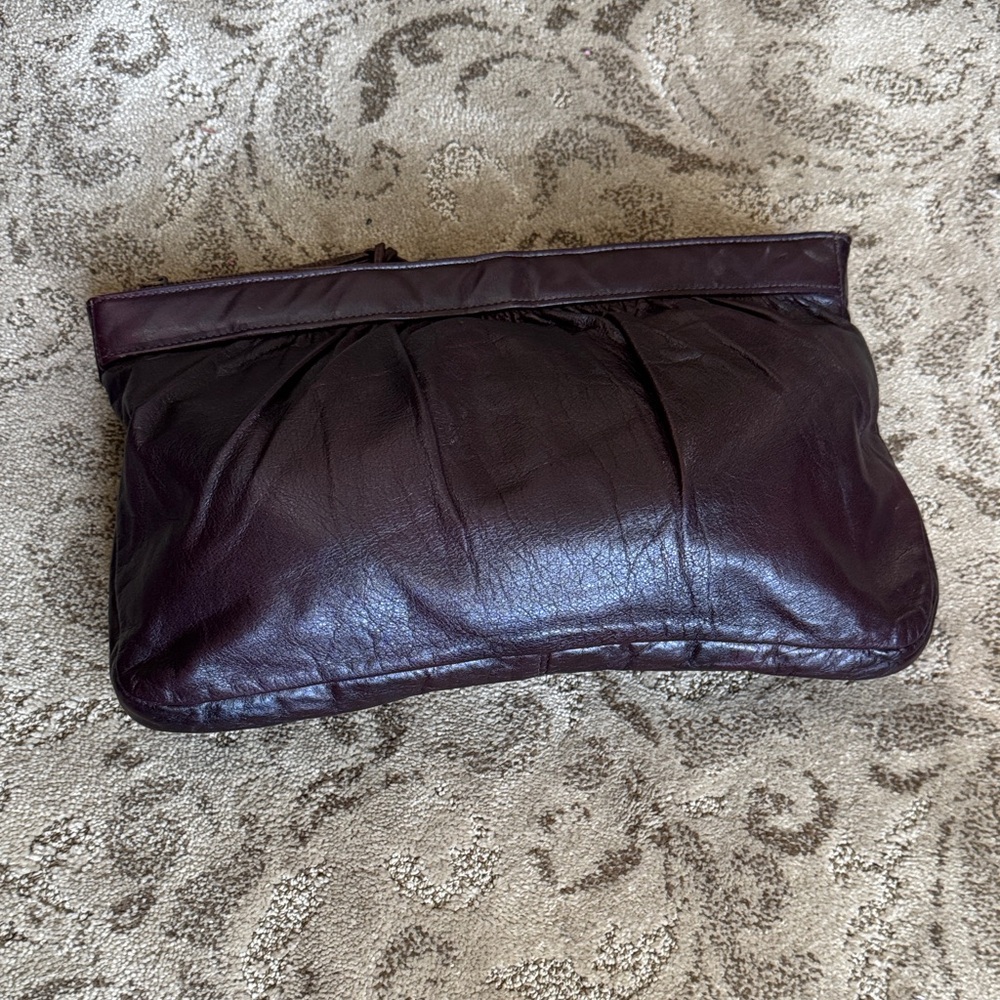 Elegant Brown/burgundy/wine Leather Clutch